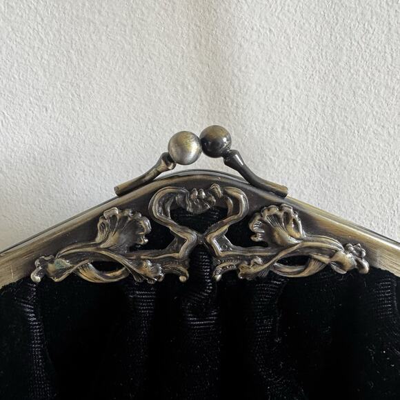 Vintage Fancy Nancy Velvet Floral Evening Bag Purse Wearable Art Hand Painted - Picture 13 of 16